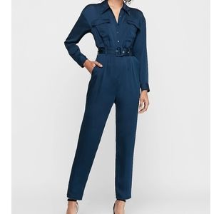 Express Belted Utility Jumpsuit in Cool Nights Sm